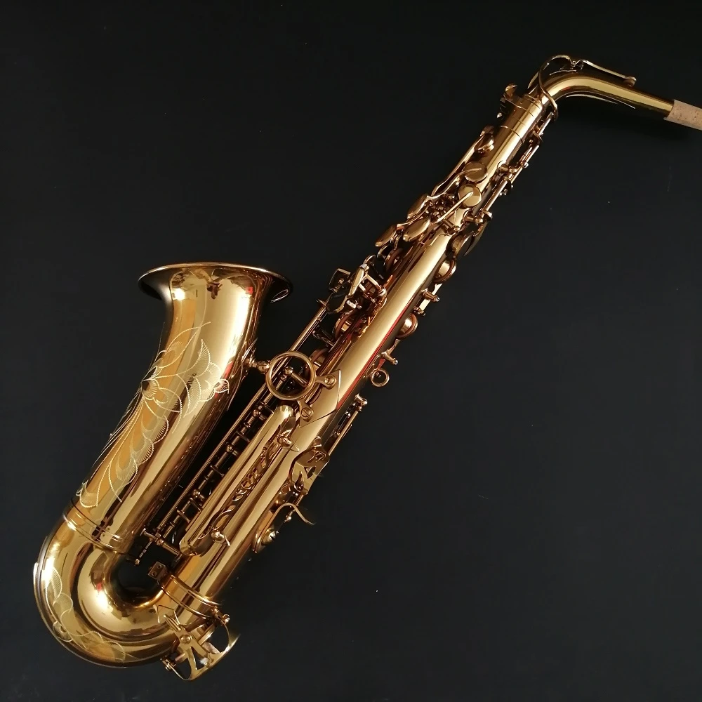 
dark honey finished exquisite engrave professional alto saxophone 