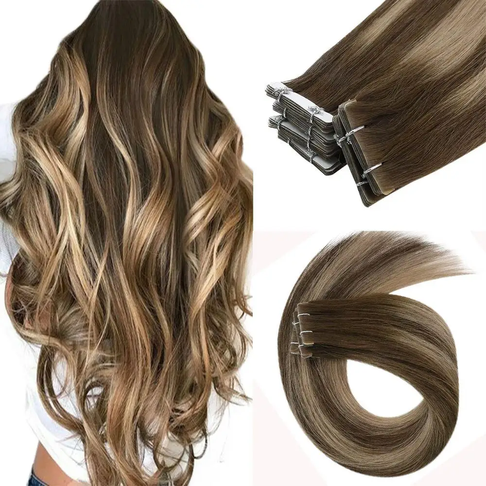 

Full Shine Double Drawn Injected Hand-Tied Tape Remy European Injection Tape in Virgin Human Hair Extensions