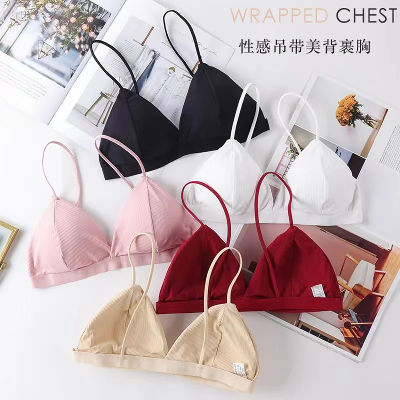 

Lady beautiful back made of threaded fabric padded chest back elastic tube top bralette bra women tube top bra