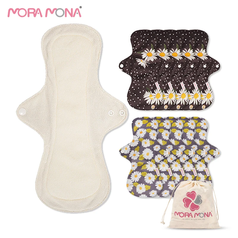 

Moramona OEM Washable Natural Organic Napkins bamboo Absorbency sanitary pads reusable menstrual pads, Colorful