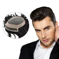 

Fine Mono And PU Mens Human Hair Toupee With Natural Lace Remy Human Hair Wig For Males