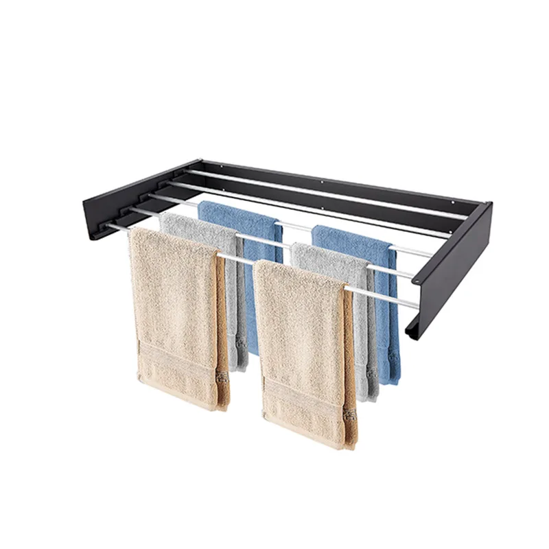 

Multi-function Iron Foldable Laundry Rack For Towels And Clothes Wall-Mounted Retractable Towel Rack