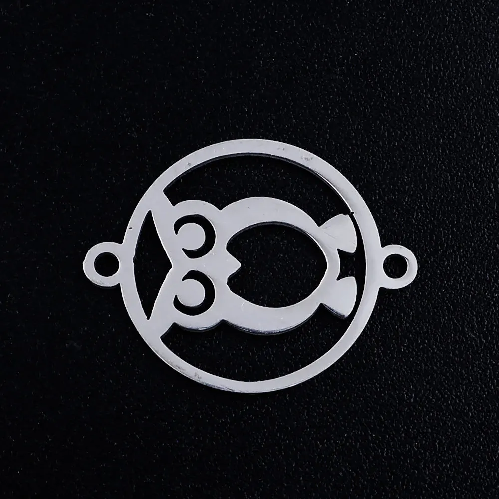 

Stainless Steel Owl Animal Pendant 5pcs/bag Diplopore Animal Connector For Jewelry Making