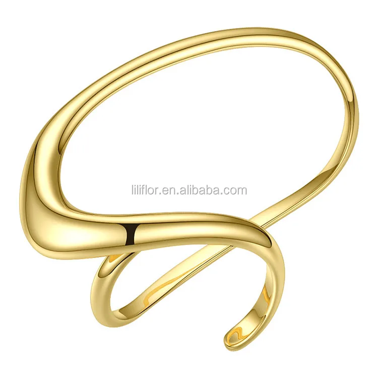 High Quality 18k Gold Plated Brass Jewelry Punk Fashionable Three Finger Accessories Rings R194033