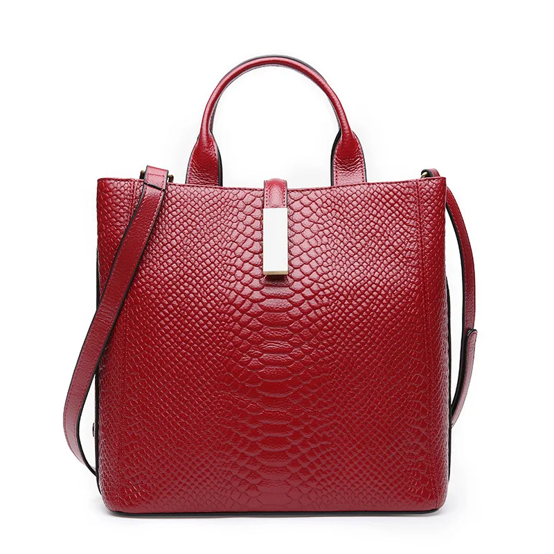 

2021 Women Luxury Brand Design Cowhide Genuine Real Leather Crossbody Bag Shoulder Serpentine Handbags and Purses, Red / black / gray
