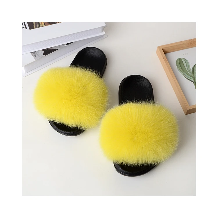 

New Color Furry Slipper Women Fuzzy Slippers Fashion Fox Furnew Women Sandals, Customized color