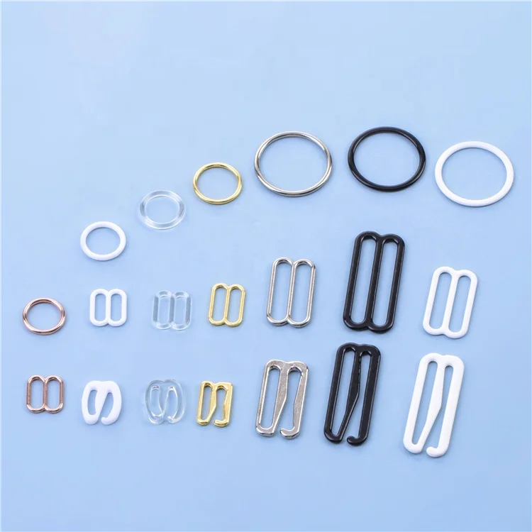 

Lingerie Adjustment Zinc Alloy Plastic Strap Hardware Colored Bra Ring Slider Clips Clasp Hooks