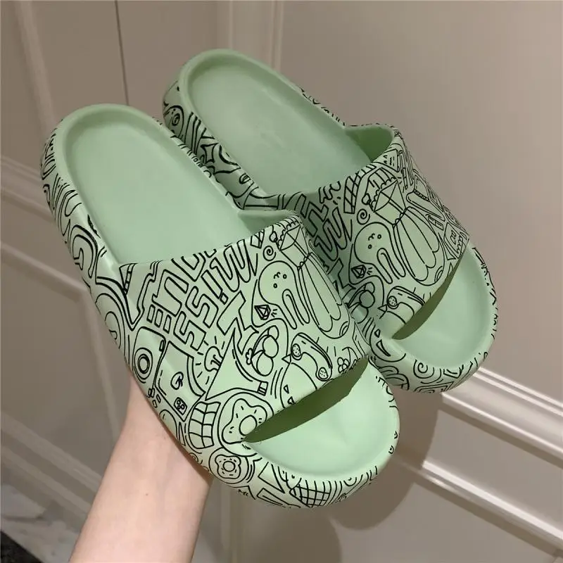 

Summer Trend Wear Cheap Women's Yeezy Slide Women's Shoes At Home Soft Thick Sole Fashion Personality Graffiti Women's Slipper, Many colors