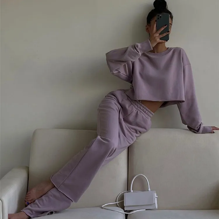 

2022 Custom Fashion Casual Sport Wear Hoodie and Jogger Women Set Plus size Tracksuits 2 Piece Set Hoodie