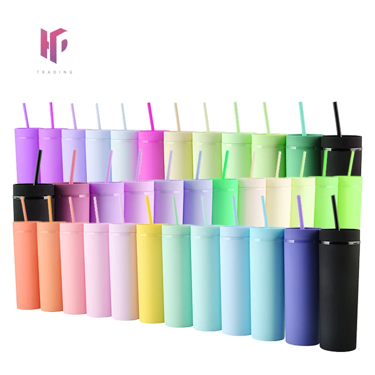

RTS usa warehouse cutomized reusable 16oz pastel colors acrylic tumbler matte double walled acrylic tumbler, Customized color acceptable