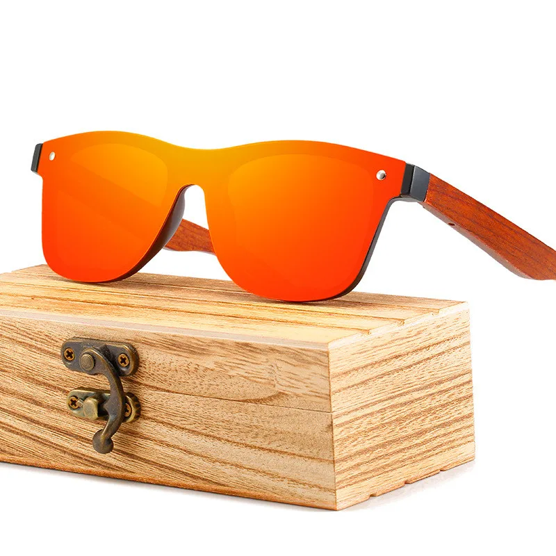 

2022 Wholesale New frameless sunglasses wooden temple spring foot sunglasses rivet bamboo sunglasses polarized, Picture shown