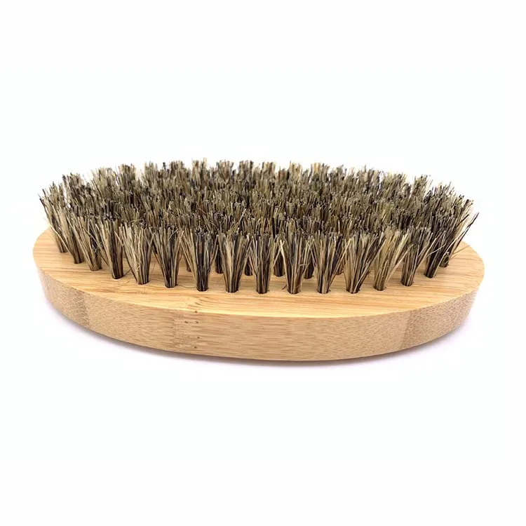 2020 New private label bamboo beard brush with boar bristle for men grooming kit
