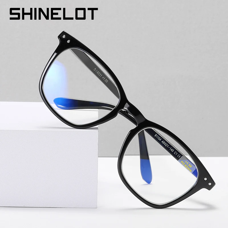 

SHINELOT 91104 High Quality Classic Reading Glasses Blue Light Blocking With Spring Hinge Temple Frames For Women and Men