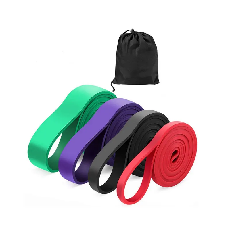 

Amazon Popular Custom Logo Workout Elastic Long 41 inch Power Stretch Exercise Bands Set, Red,black,purple,green