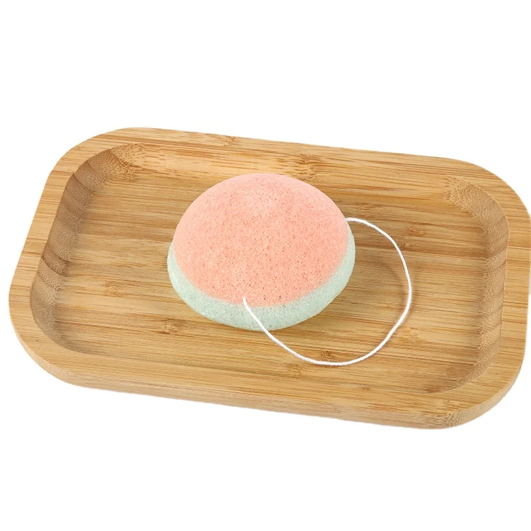 

Custom Organic Face Sponge 100% Natural Plant Fiber Baby Kids Konjac Sponge, Double-color