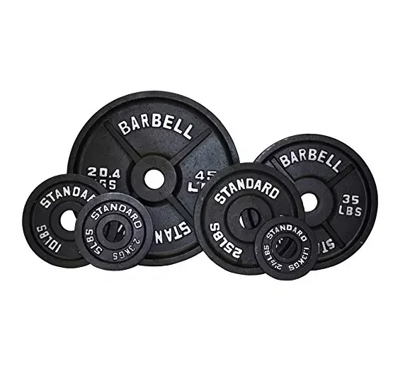 

Home gym weightlifting fitness equipment free weight cast iron weight plate, Black