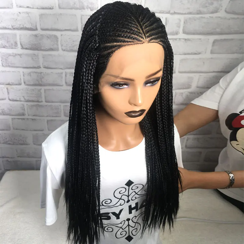 

prestretched braiding hair cuticle aligned hd transparent braid lace frontal wigs straight braided lace frontal wigs for women, Natural color lace wig