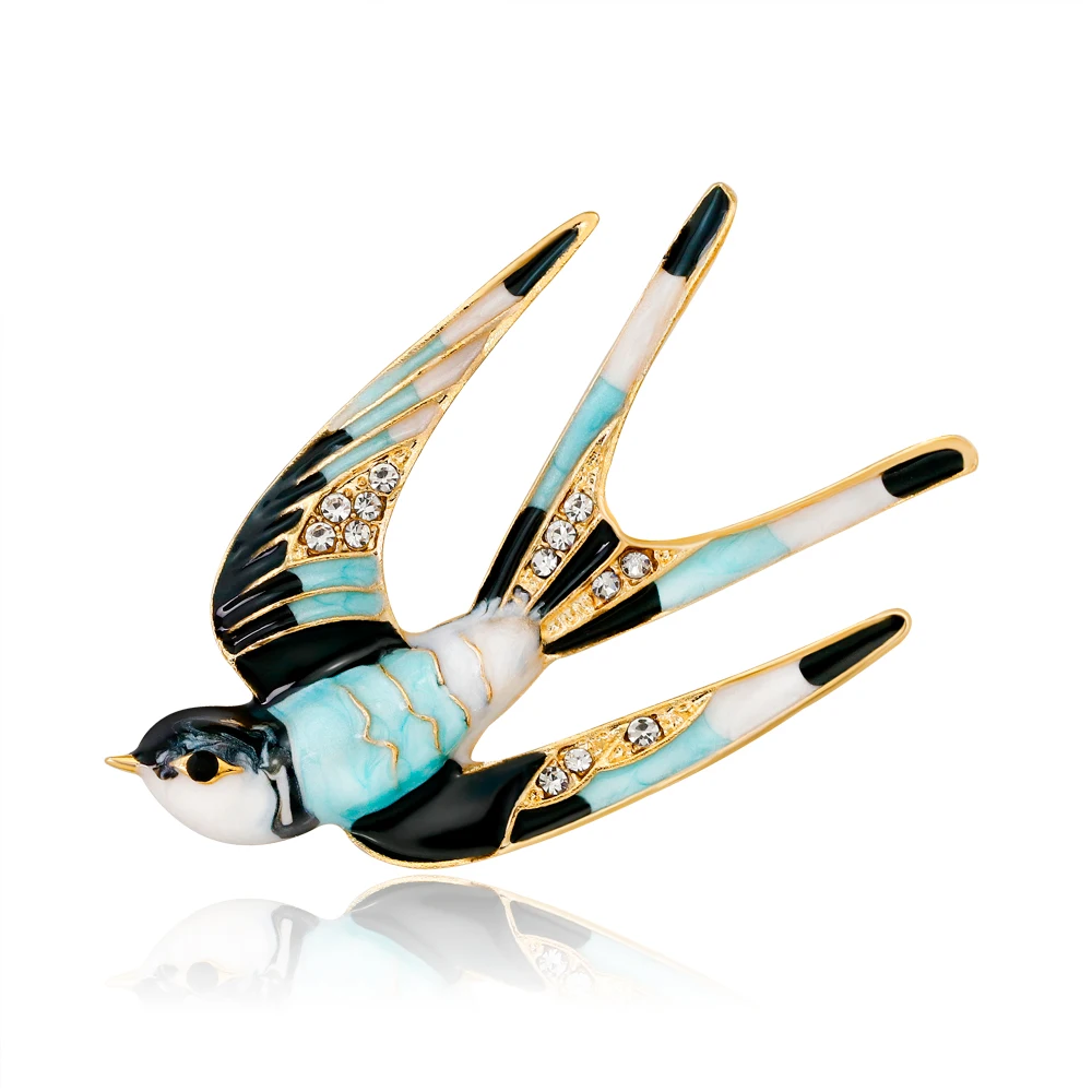 

Vivid Swallow Brooch Enamel Cute Animal Pins for Women Fashion Scarf Clip Rhinestone Bird brooches Jewelry Corsage Accessories