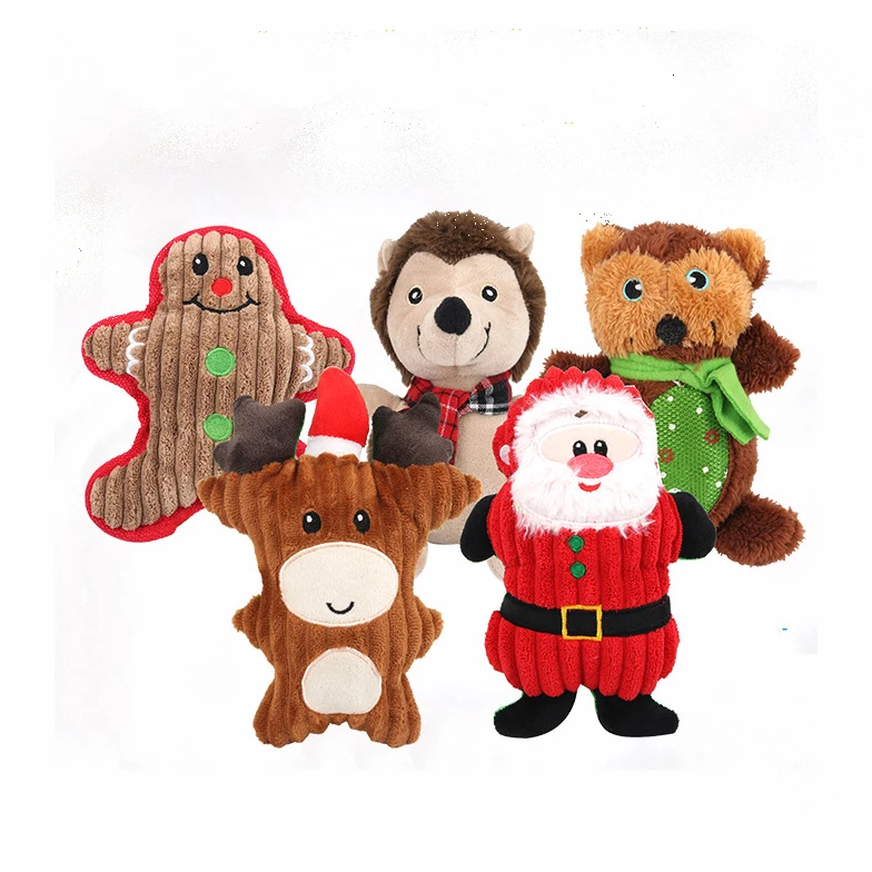 

2021 Small Soft Plush Toy Wholesalers Custom Kids Pet Pop Stuffed Squeaky Chew Christmas Dog Squeaky Toy