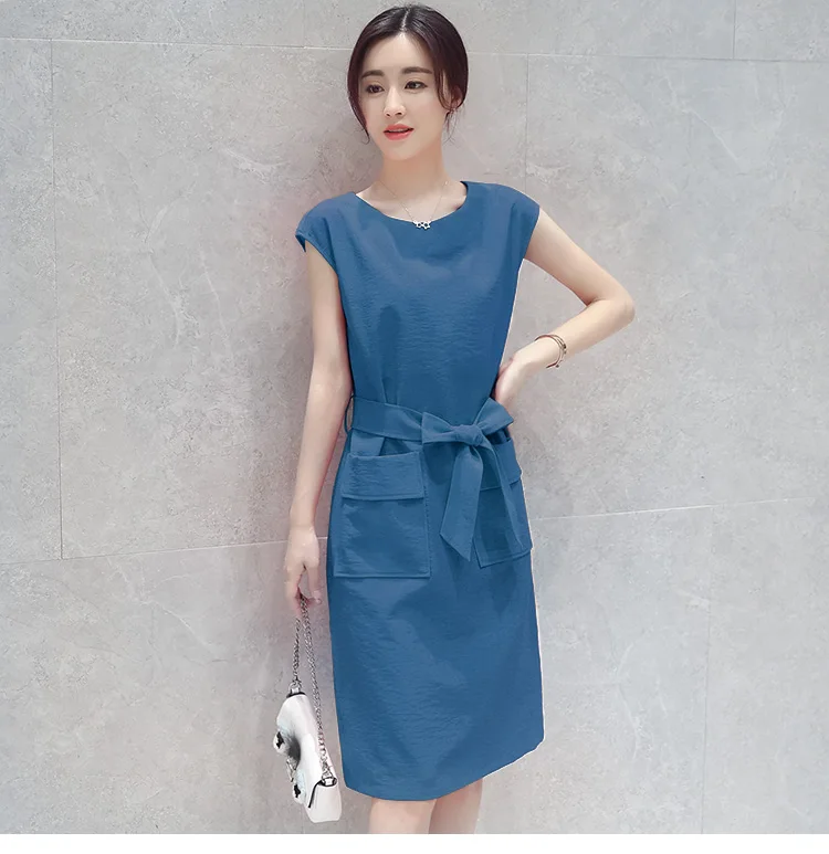 

Office Elegant Women Short Sleeve Casual Linen Dresses