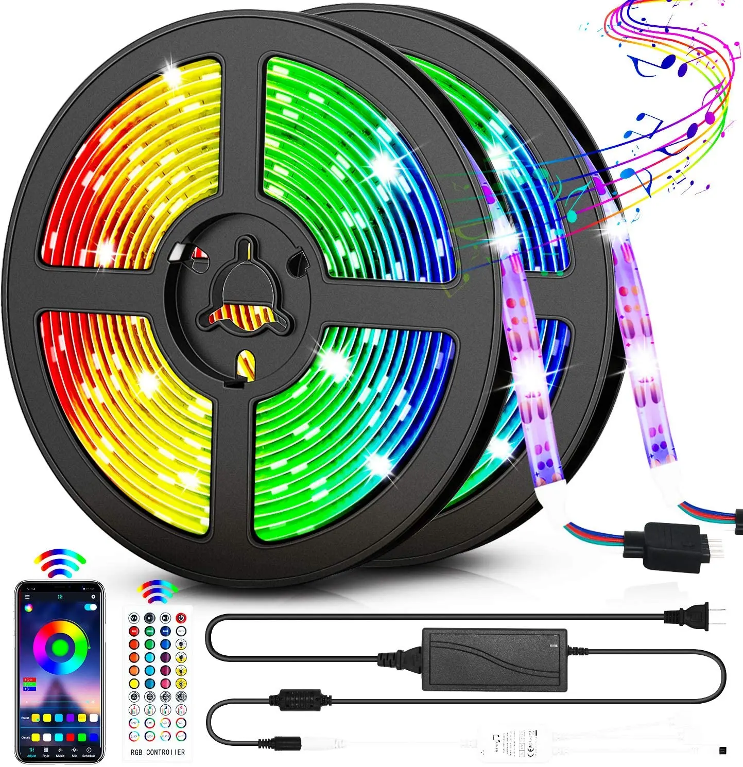 LED Strip Lights 32.8FT/10M 300 LEDs Waterproof RGB Light Strip Kits with Remote for Room  Bedroom TV Kitchen Desk