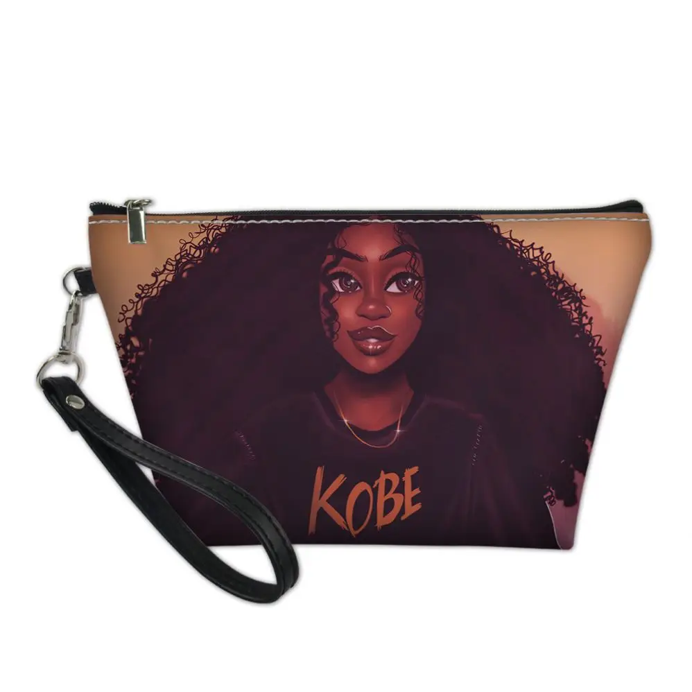 

Hawaiian Style Italian Leather Handbags African Girl Lip Shaped Cosmetic Bag Glitter Make Up Bag, Customized , print on demand