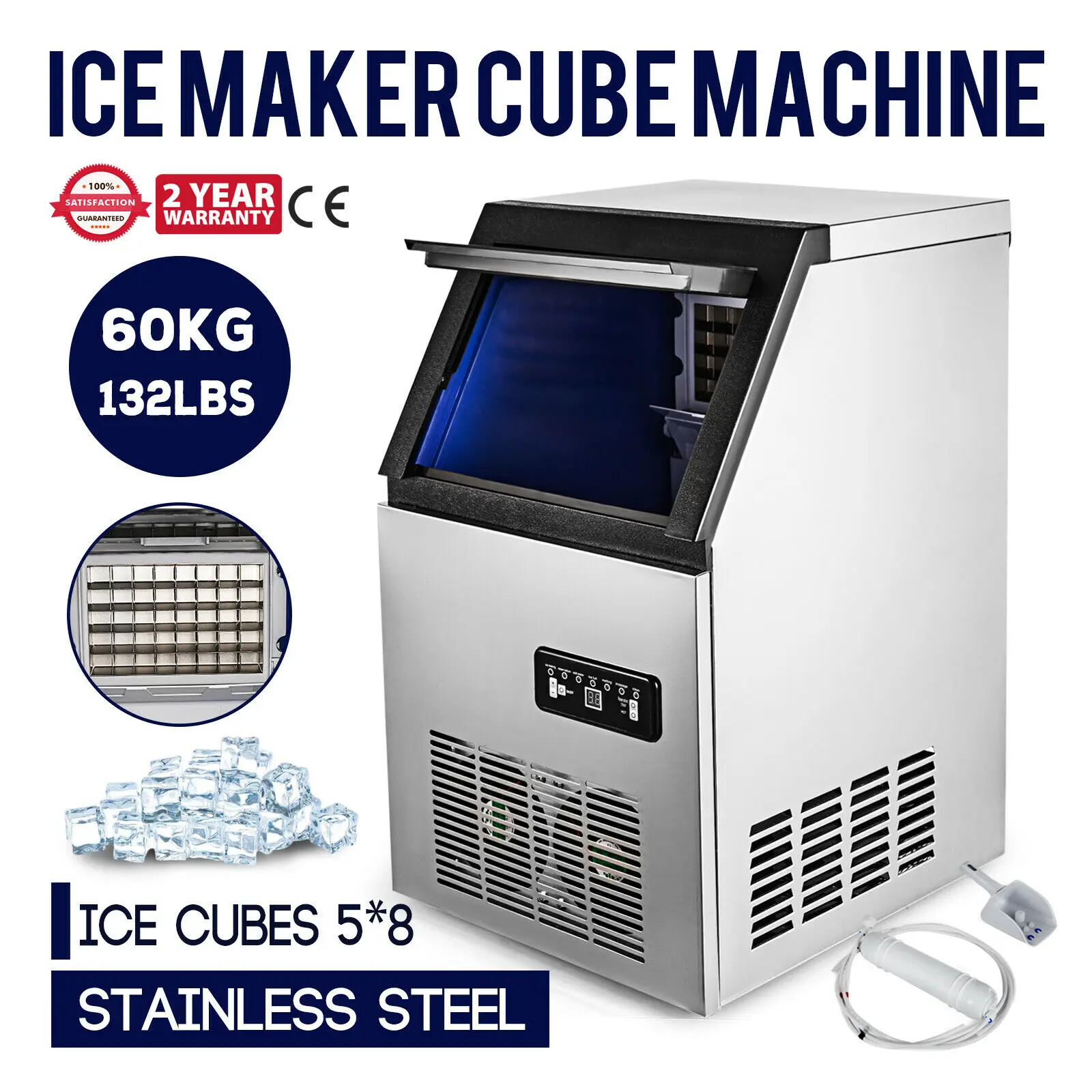 60kg Ice Maker Auto Clear Ice Cube Maker Making Machine - Buy Ice Cube Maker ,Ice Cube Making Machine,Ice Maker Product on Alibaba.com