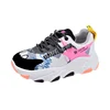 Lacing reflective lady casual shoes multi colored thick soles daddy shoes