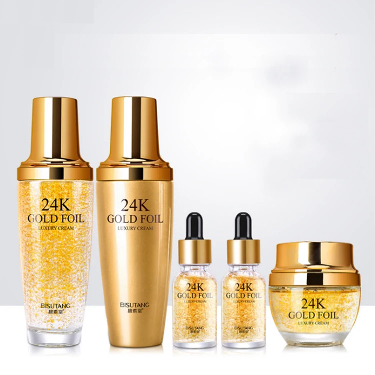 

Top Sale Korean OEM ODM Skincare Organic Moisturizing Soothing Whitening Anti Aging 24k Gold Caviar Skin Care Set