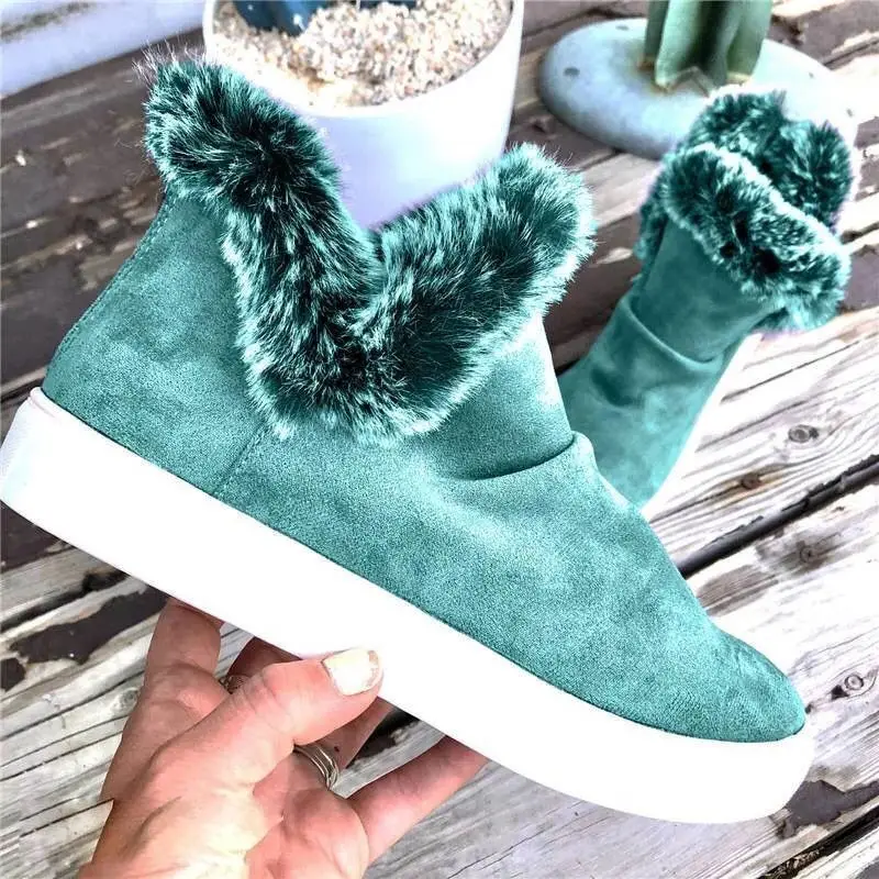 

Women Winter Fall Shoes Boots Slide Fur Ladies Loafer Shoes Ankle Heel Boots For Ladies
