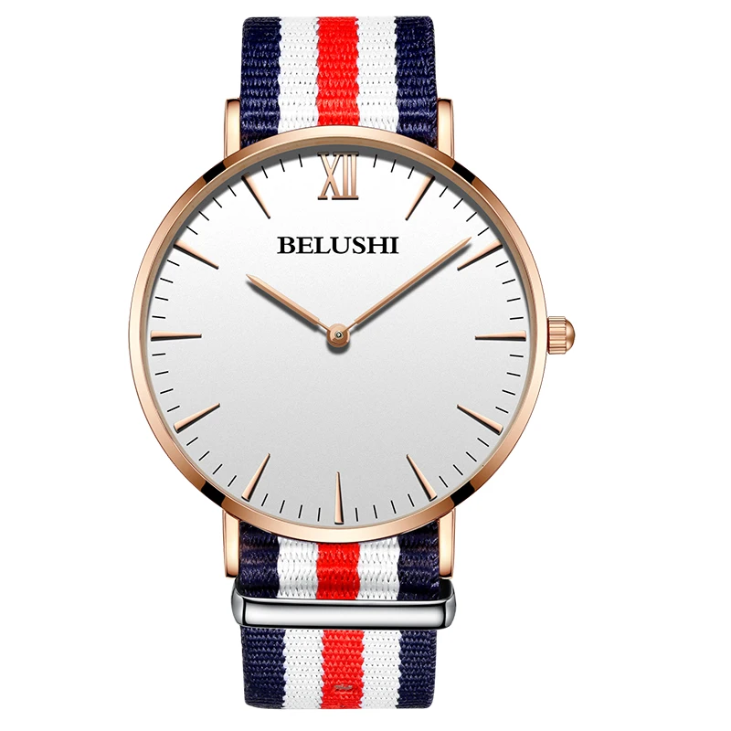 

Leather quartz movement watch popular simple stainless steel watch custom men's watch Mens BELUSHI 530