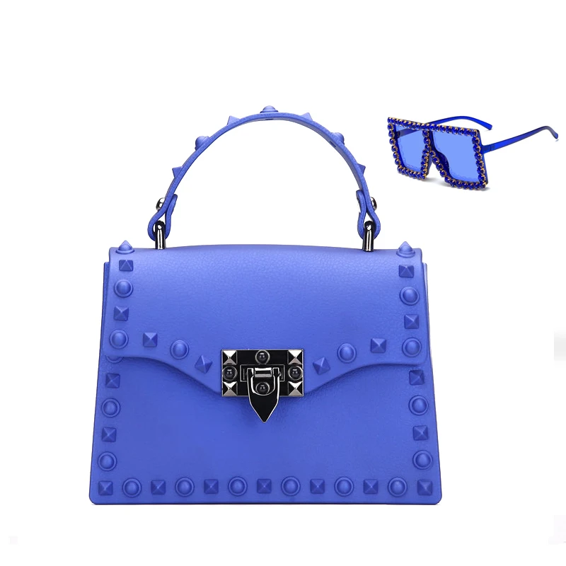 

Hot sale candy color pvc jelly bags women shoulder crossbody handbags matching sunglasses and purses, 10colors