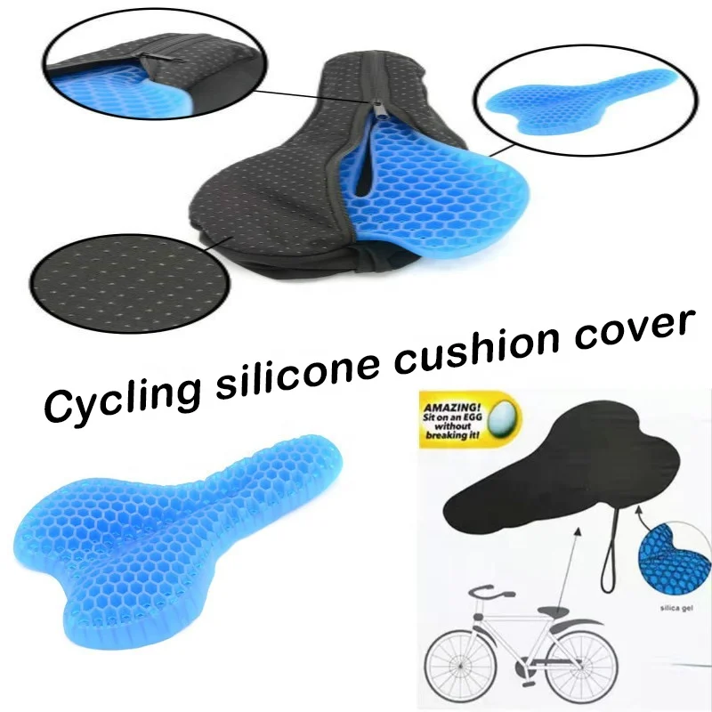

Cycling Silicone Gel Seat Cushion Cover Comfortable Soft Bicycle Saddle Pad for Men and Women TPE
