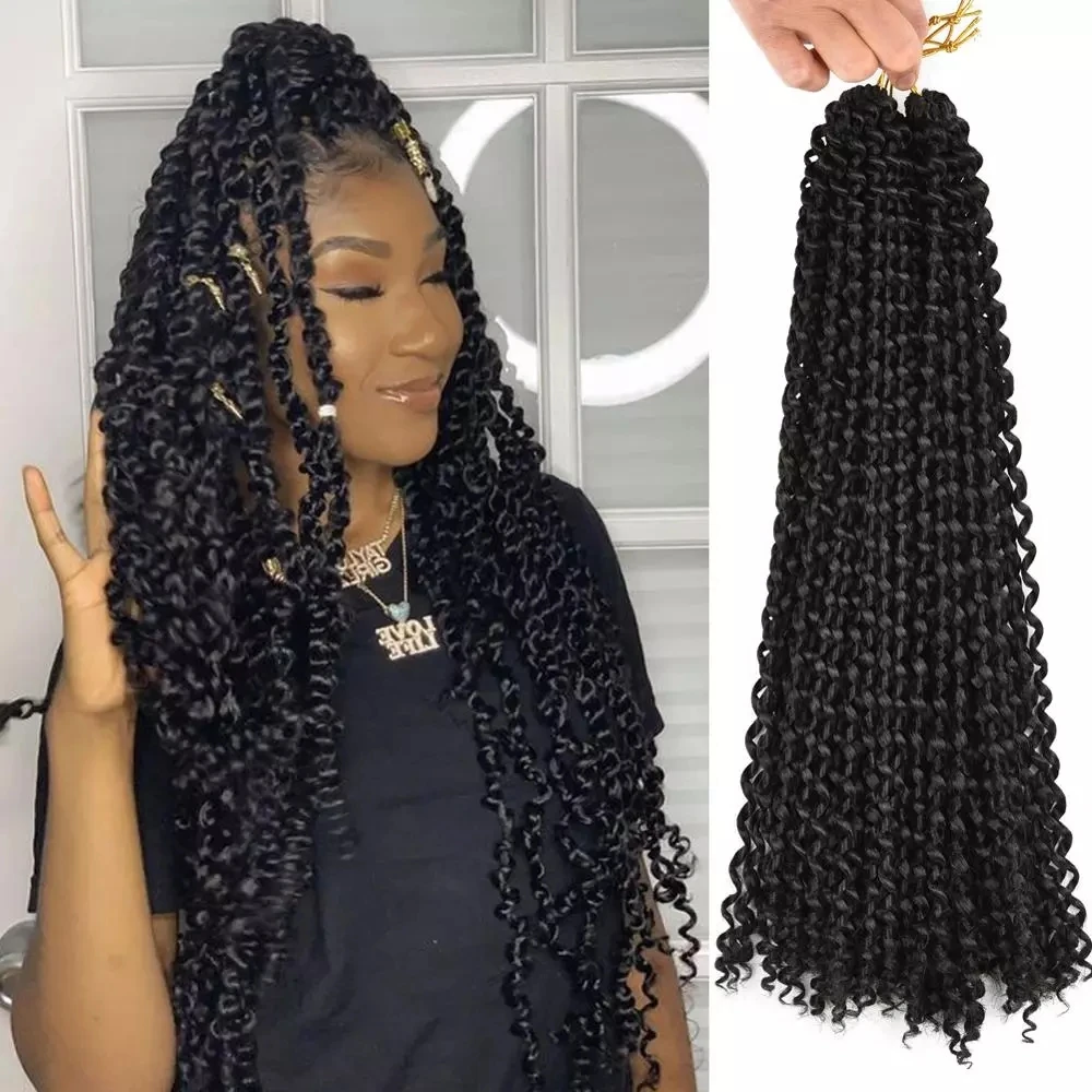 

New product 18Inch 24inch 22Strands Passion Twist Crochet Hair Spring Twist Synthetic Braiding Hair Extensions for Black Women, Pic showed