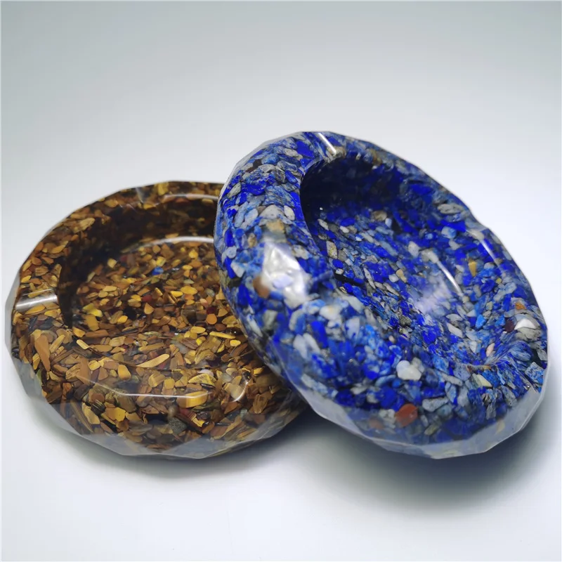 

Wholesale Natural Healing Stone Tiger Stone/Lapis Chips Synthetic Crystal Ashtray, Mixed
