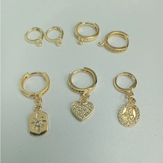 

DIY Jewelry Making Accessories Gold Plated CZ Brass Earrings Fitting Setting Base French Hoop Huggie Earring Hooks Ear