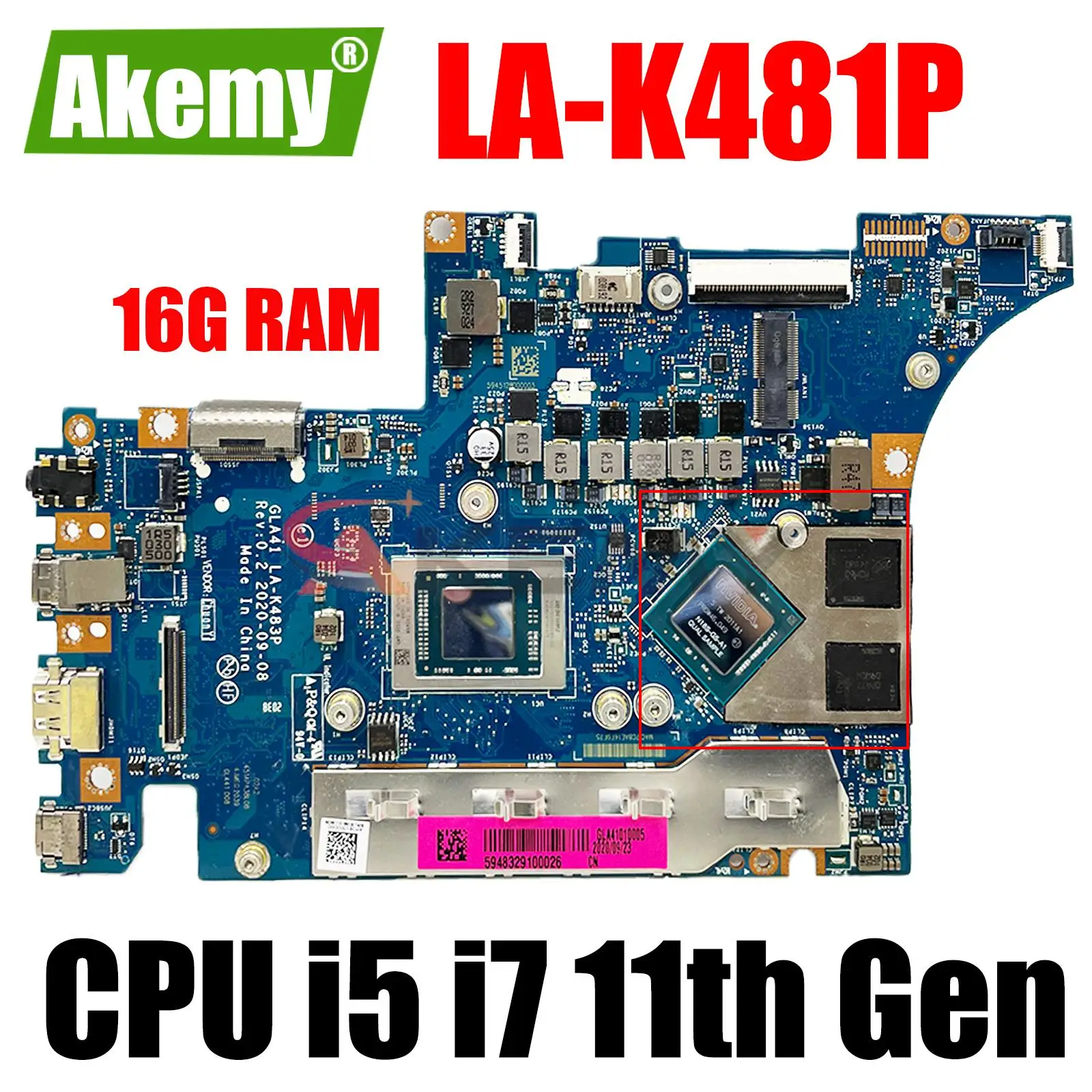 

LA-K481P For Lenovo Ideapad 5 Pro-14ITL6 Laptop Motherboard 5B21B89991 With i5-1155 i7-1165 CPU 16G RAM MX450 GPU 100% tested