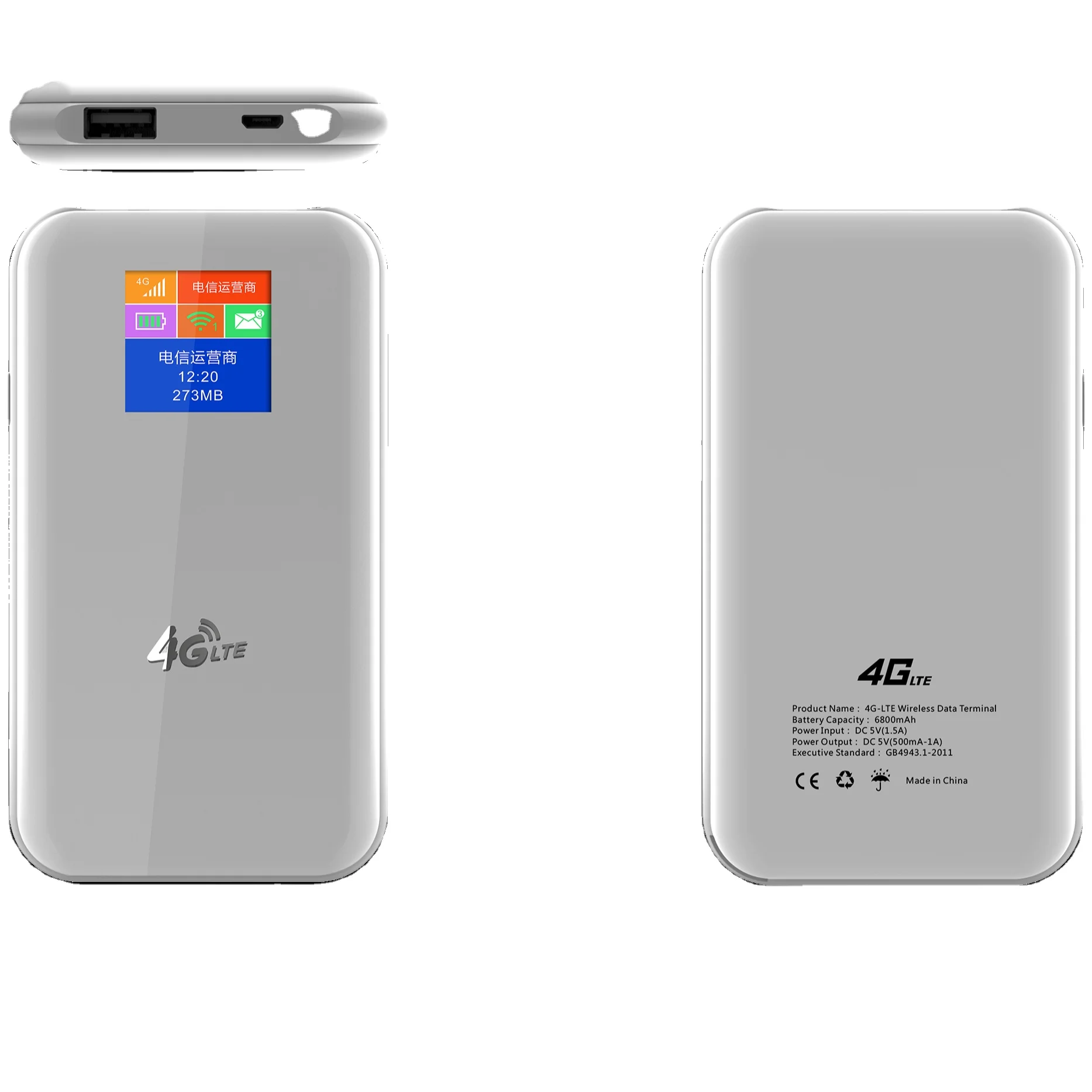

Pocket WiFi 4G Lte Portable WIFI Router MIFIS with Battery, White/black