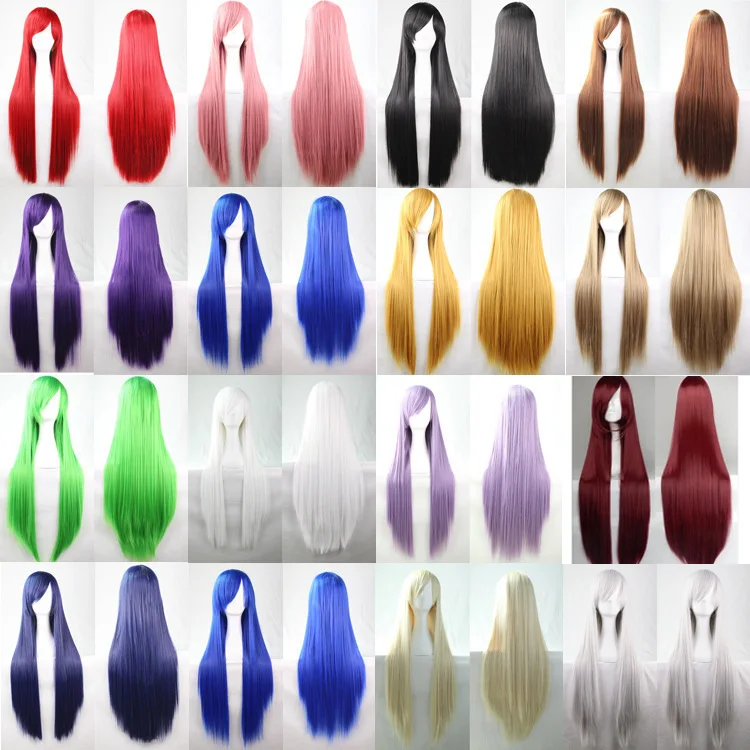 

Long Straight Girl Cosplay Costume 80cm long straight Wig Anime Performance Wigs For Children and Adult, Custom color