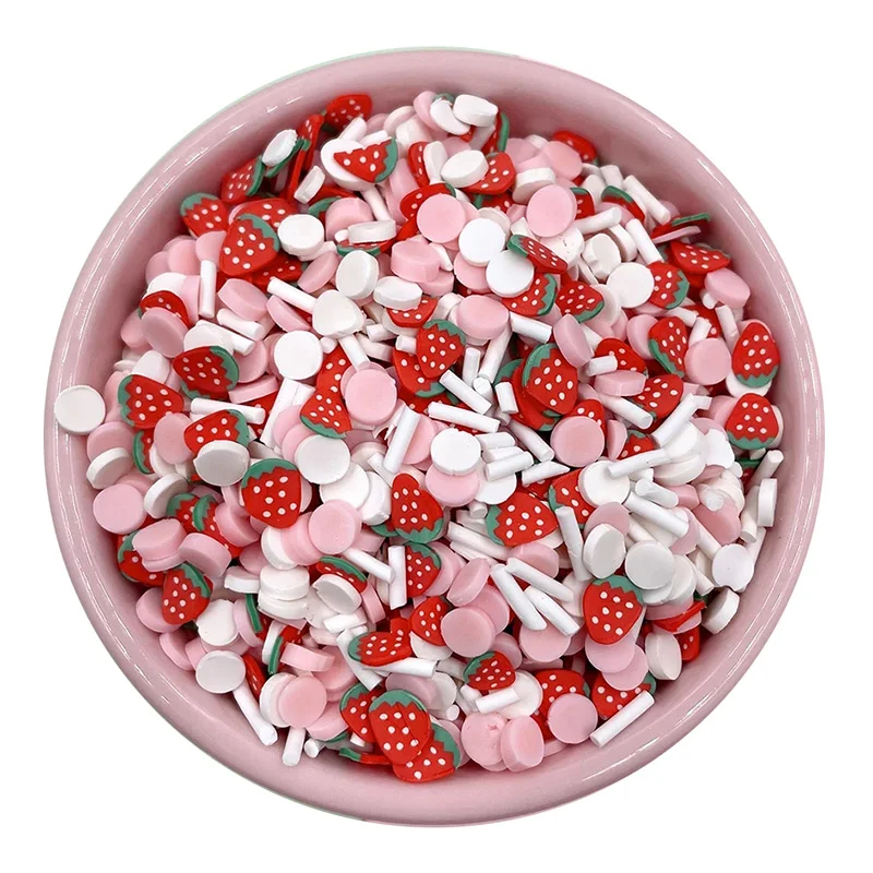 

Mixed Polymer Clay Strawberry Round Slices Sprinkles For Slime Filling DIY Nail Art Phone Decoration Accessories