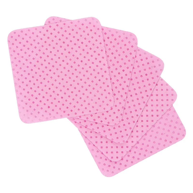 200Pcs/box Cosmetic Square Non Woven Cotton Pad Eyelash Extension Glue Remover Cleansing Cotton Paper Pink