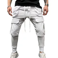 

Casual Joggers Pants Solid Color Mens Cotton Elastic Long Trousers