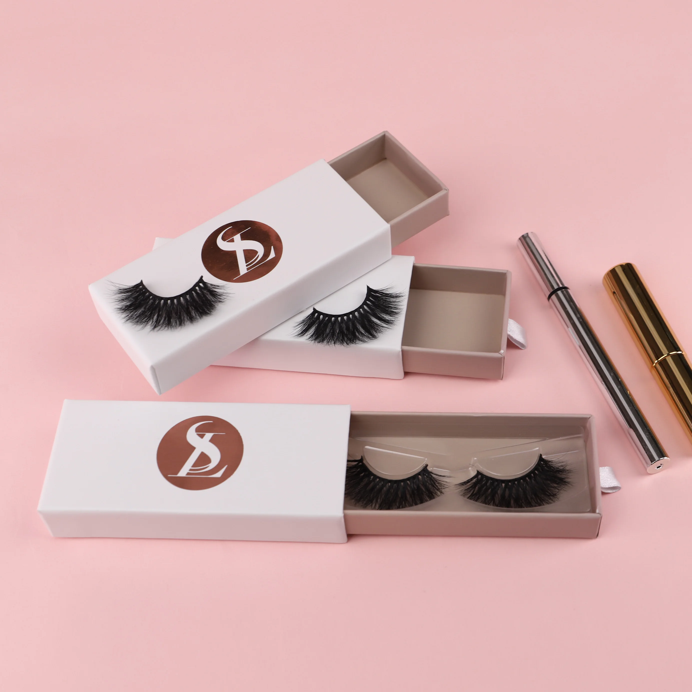

Luxury 100% mink eyelash style customized packing box