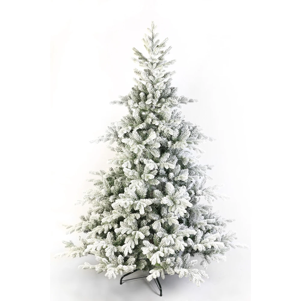 

Factory Wholesale Best Selling 5ft 6ft 7ft Luxury PE PVC Mixed snow flock Folding Hinged Christmas Tree home decoration