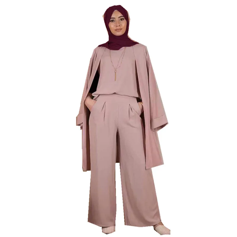 2019 hot sell  daily wear 3-piece set for muslim women with 4 colors