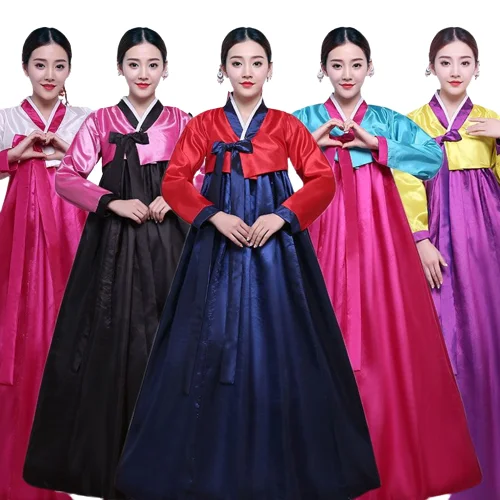 

Hanbok Korean Multicolor Traditional Korean Hanbok Dress Female Korean Folk Stage Dance Costume Korea Traditional Costume