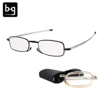 

Rectangle Frame italy design ce foldable mini metal reading glasses men with case