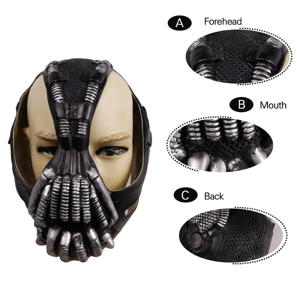 
Molezu Factory Sale The Dark Knight Rises Movie Bane Head Masks Halloween Batman Costume Cosplay Comics Face Party Mask 