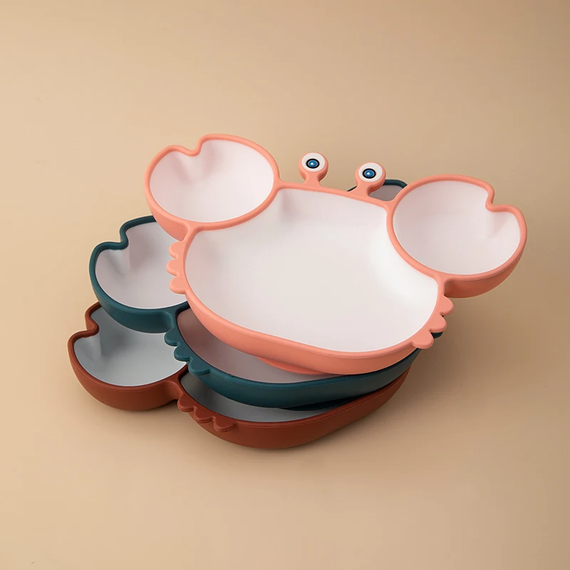 

Toddler Plates Silicone Tod Place-Mats Infant Feeding Tray BPA Free Animal Crab Baby Feeding Plates