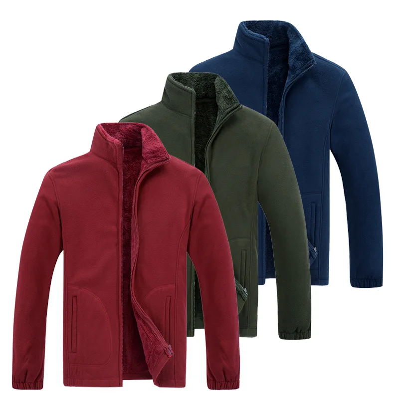 

Outdoor men coat Full-Zip Stand collar Thicken warm Fleece jacket, Customized color